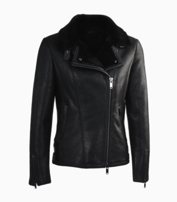 Women's Sheepskin Pilot Jacket Black Lisle
