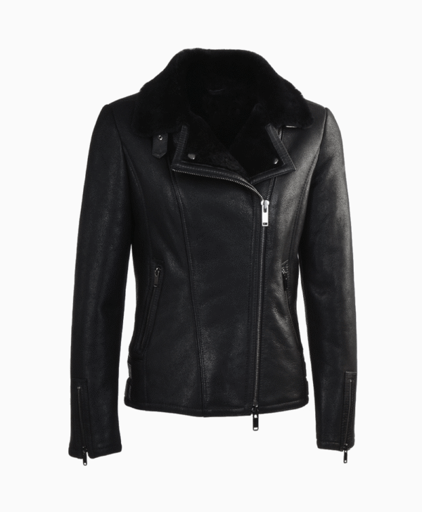 Women's Sheepskin Pilot Jacket Black Lisle