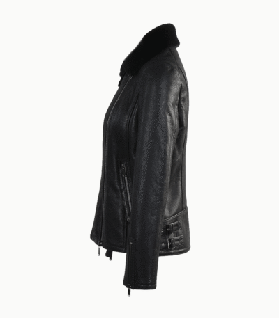 Women's Sheepskin Pilot Jacket Black Lisle