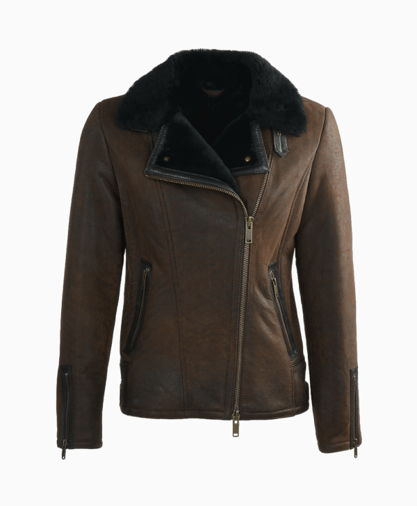 Women's Sheepskin Pilot Jacket Chocolate Lisle