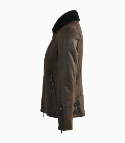 Women's Sheepskin Pilot Jacket Chocolate Lisle