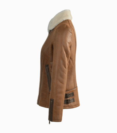 Women's Sheepskin Pilot Jacket Tan Lisle