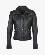 Women's Leather Biker Jacket Black Windsor