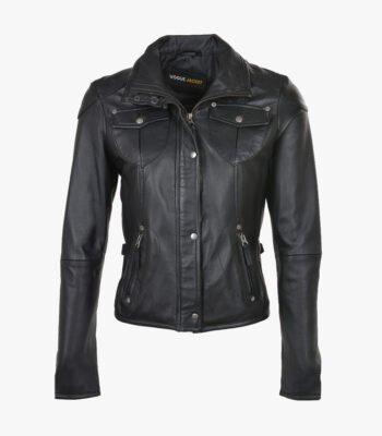 Women's Leather Biker Jacket Black Windsor