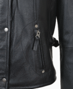 Women's Leather Biker Jacket Black Windsor