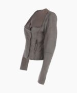 Women's Leather Biker Jacket Gray Irving