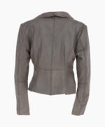 Women's Leather Biker Jacket Gray Irving