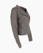Women's Leather Biker Jacket Gray Irving