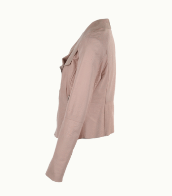 Women's Leather Biker Jacket Pink Irving