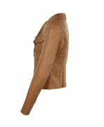 Women's Leather Biker Jacket Tan Irving
