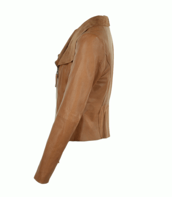 Women's Leather Biker Jacket Tan Irving