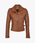 Women's Leather Jacket Tan Windsor