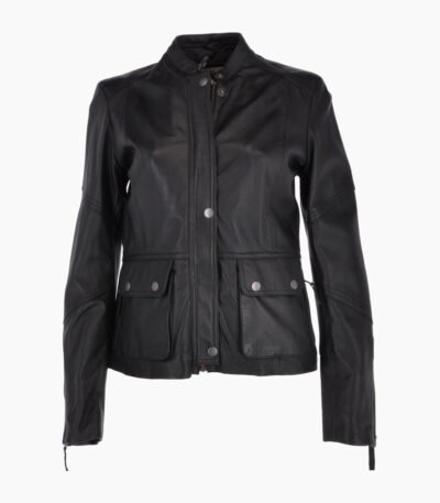Women's Leather Biker Jacket Black Bedford