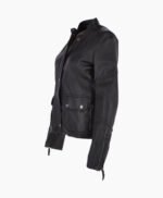 Women's Leather Biker Jacket Black Bedford