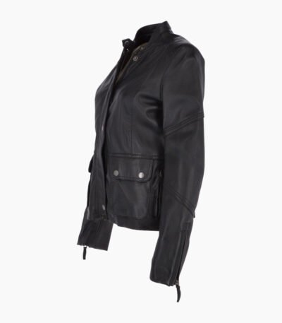 Women's Leather Biker Jacket Black Bedford