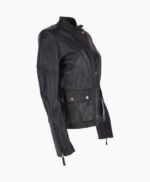 Women's Leather Biker Jacket Black Bedford