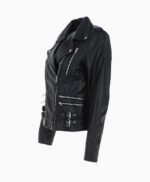 Women's Leather Biker Jacket Black Naples