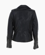 Women's Leather Biker Jacket Black Naples
