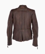 Women's Leather Biker Jacket Brown Bedford