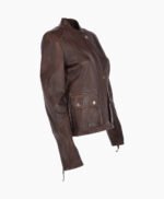 Women's Leather Biker Jacket Brown Bedford