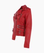 Women's Leather Biker Jacket Red Naples