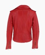 Women's Leather Biker Jacket Red Naples