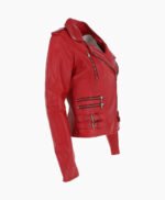 Women's Leather Biker Jacket Red Naples
