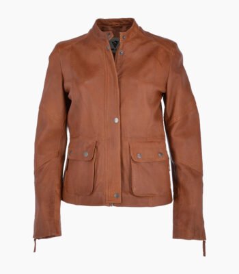 Women's Leather Biker Jacket Tan Bedford