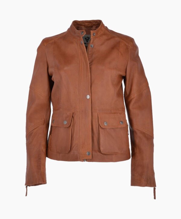 Women's Leather Biker Jacket Tan Bedford