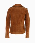 Women's Suede Biker Jacket Tan Largo