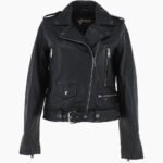 Women's Leather Biker Jacket Black Geneva