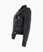 Women's Leather Biker Jacket Black Geneva