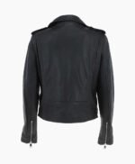 Women's Leather Biker Jacket Black Geneva