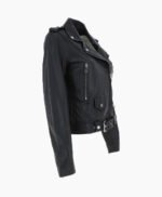 Women's Leather Biker Jacket Black Geneva
