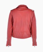 Women's Leather Biker Jacket Red Geneva