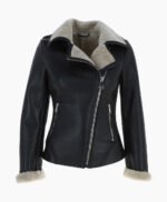 Women's Shearling Leather Jacket Black Alexander