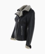 Women's Shearling Leather Jacket Black Alexander