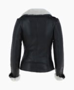 Women's Shearling Leather Jacket Black White Alexander