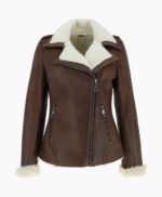 Women's Shearling Leather Jacket Brown Alexander