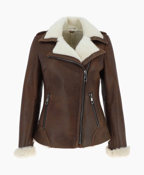 Women's Shearling Leather Jacket Brown Alexander