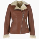 Women's Shearling Leather Jacket Tan Alexander
