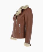 Women's Shearling Leather Jacket Tan Alexander