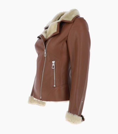 Women's Shearling Leather Jacket Tan Alexander