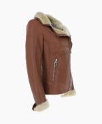 Women's Shearling Leather Jacket Tan Alexander