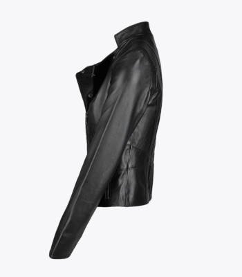 Women's Leather Biker Jacket Black Hanover