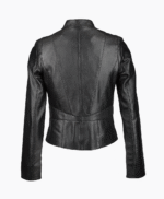 Women's Leather Biker Jacket Black Hanover