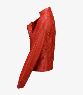 Women's Leather Biker Jacket Red Hanover