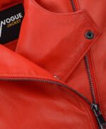 Women's Leather Biker Jacket Red Hanover
