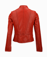 Women's Leather Biker Jacket Red Hanover