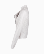 Women's Leather Biker Jacket White Hanover